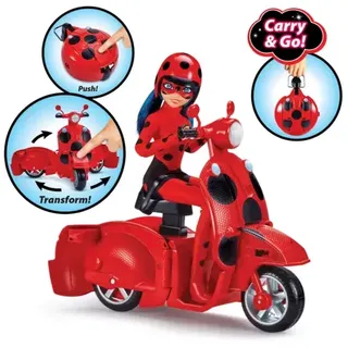 Bandai - Miraculous Ladybud Lucky Charm Puppe mit Switch `n go Scooter
