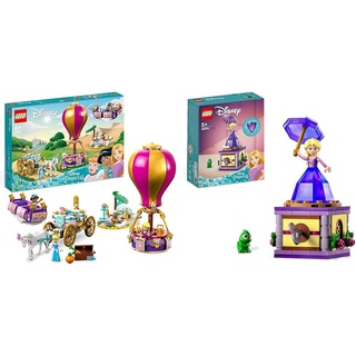 LEGO 43216 Disney Prinzessinnen auf magischer Reise Spielzeug mit Cinderella, Jasmine & 43214 Disney Princess Rapunzel-Spieluhr, Prinzessinnen Spielzeug