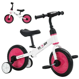 UBRAVOO Fit 'n Joy Kinderfahrrad Fahrräder, 4-in-1 Laufrad für Kinder mit Pedalen und Stützrädern, Trike-to-Bike Kinderrad für Jungen und Mädchen von 2 bis 5 Jahren (Rosa)