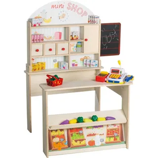 roba® Kaufladen Minishop, natur, mit Theke und Tafel beige