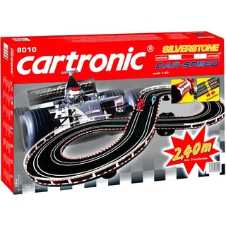 Cartronic Car-Speed Silverstone I Spielfertiges Rennbahn Set mit 2,40m Rennstrecke + 2 Fahrzeuge Typ F1 I Autorennbahn für Kinder ab 6 Jahren