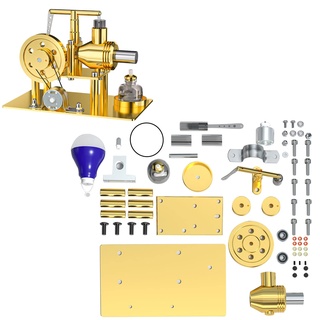 ARMD Stirling Motor Bausatz, Balance Heißluft Engine Modell, mit Glühbirne und Metallbasis, MOC Wärmemaschine Modell Set, Physik Experimentieren Unterricht Spielzeug