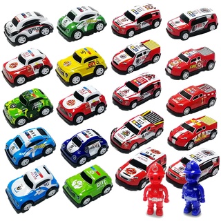 TOYABI 20-teiliges Auto Spielzeug Set für Kinder mit 2 Verkehrspolizisten Figuren - Ideales Mitgebsel für Kindergeburtstag, Rückzieh-Autos für Jungen und Mädchen, Pädagogisches Spie
