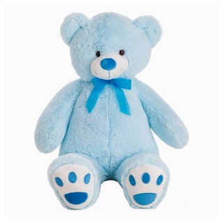 BEMIRO Tierkuscheltier Teddybär XXL blau mit Schleife - ca. 100 cm