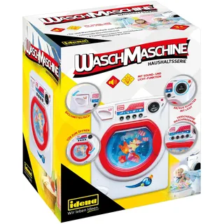 Idena 40469 - Waschmaschine für Kinder mit Licht- und Tonfunktion, Frontlader mit 4 Programmen und rotierender Waschtrommel, Spielzeug zum Erlernen praktischer Fertigkeiten