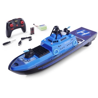 Carson 500108049 RC- Polizeiboot 2.4G 100% RTR - Ferngesteuertes Boot, RC Boot, Ferngesteuertes Boot für Kinder und Erwachsene, inklusive Fernsteuerung