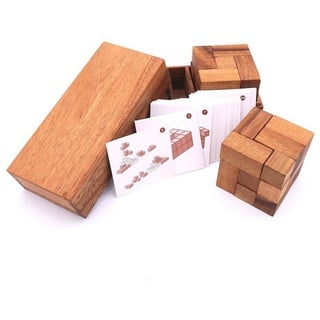 ROMBOL Denkspiele Spiel Doppelter Soma Würfel - variantenreiches Denkspiel mit 50 Karten, 3D-Puzzle, Holzspiel