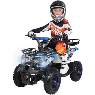 Elektro-Kinderquad Torino, 1000 Watt, Pocket-Quad mit Scheibenbremsen, 25 km/h, 3 x 12-Volt-Batterie (Blau Polo)