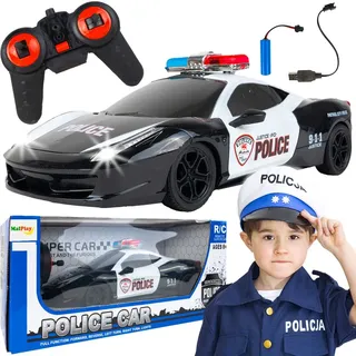 MalPlay RC Polizeiauto Ferngesteuertes Renneauto 1:16 2,7 GHz, Spielzeug Auto für Kinder, Geschenk Kinderspielzeug, Licht und Sound