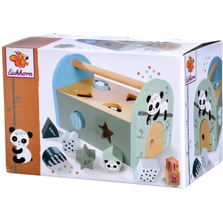 Eichhorn - Panda Linie - Steckbox, Steckspielzeug inkl. 8 verschiedenen Steckbausteinen, Tür zum Öffnen, 9 teilig, 12,5x19x15 cm, aus Birkenholz, ab 1 Jahr