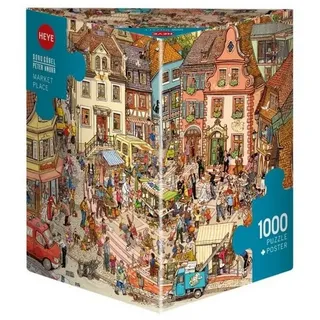 HEYE Puzzle 298845 - Market Place, Cartoon im Dreieck, 1000 Teile -..., 1000 Puzzleteile bunt