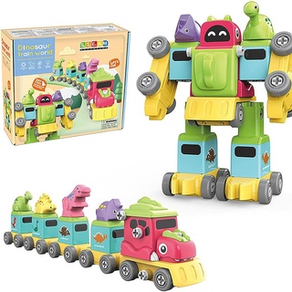 Inshow Spielzeug-Eisenbahn Spielzeug Roboter, Spielzeug Dinosaurier Zug Roboter 5 in 1 für Kinder grün