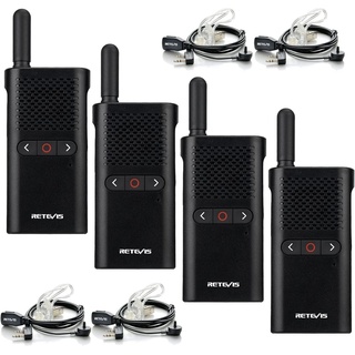 Retevis Walkie Talkie RB628B,mit Headset,1500mAh, VOX,für Restaurant, Einzelhandel (4 Stück) schwarz