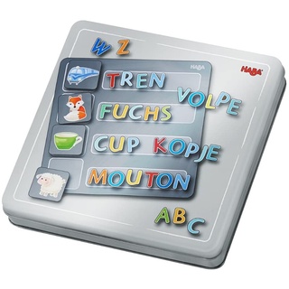 HABA 305049 - Magnetspiel-Box Buchstaben, mit 4 Hintergrundbildern und vielen magnetischen Puzzleteilen, zum Lernen des Alphabets, für Vorschulkinder ab 5 Jahren