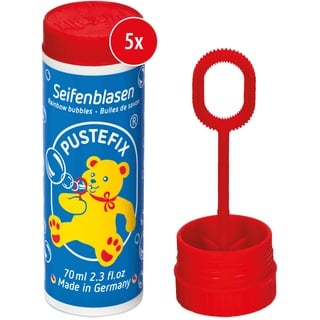 PUSTEFIX Seifenblasen Set I 5X Klassik 70ml I Bunte Bubbles Made in Germany I Seifenblasen für Hochzeit, Kindergeburtstag, Standesamt, Polterabend I 5 x 70 ml Vorteilspack für Kinder & Erwachsene