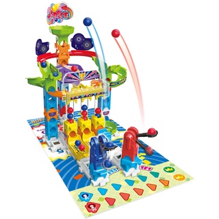VTech Marble Rush Game Zone, Konstruktionsspielzeug für Kinder, 12 Murmeln und 62 Bauteile, Kugelbahn-Set mit rotem vs blauem Spielkampf, 4 Spiele zum Spielen, ab 4 Jahren, englische Version
