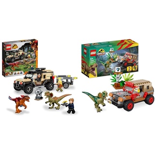 LEGO 76951 Jurassic World Pyroraptor & Dilophosaurus Transport & 76958 Jurassic Park Hinterhalt des Dilophosaurus, Dinosaurier Spielzeug Set mit Figur und Jeep für Kinder ab 6 Jahren