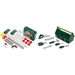 Theo Klein 8497 Multi-Tech Konstruktionsset mit Bosch Ixolino I 107 Bauteile I Batteriebetriebener Ixolino mit Licht und Sound & 8573 Bosch Werkzeug-Box I 7-teiliges Werkzeug-Set