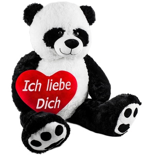 BRUBAKER XXL Panda 100 cm groß mit einem Ich Liebe Dich Herz Stofftier Plüschtier Kuscheltier Teddybär