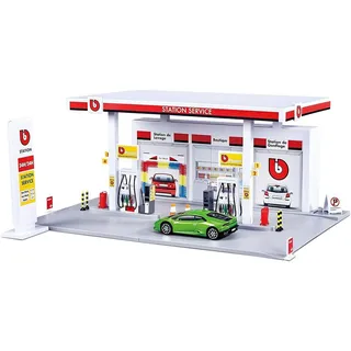 Bburago Autorennbahn Spielzeug Tankstelle Auto Fahrzeug Spielzeug Tanken Autobahn Tank weiß