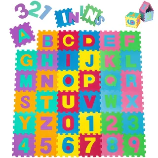 tectake® Puzzlematte, 86-teilig, aus EVA-Schaumstoff, jedes Teil 31,5 x 31,5 x 1 cm
