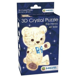 HCM KINZEL 3D-Puzzle HCM59191 - Crystal Puzzle: 3D Bär Henry - Hellbraun, 48..., 48 Puzzleteile bunt