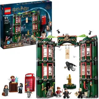 LEGO 76403 Harry Potter Zaubereiministerium, Modulares Set zum Bauen mit Umwandlungsmechanismus und 9 Minifiguren inkl. Harry, Ron und Hermine als ...