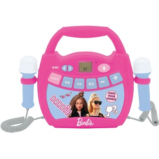 Lexibook Mattel Barbie, Tragbarer digitaler Karaoke-Player für Kinder, Mikrofone, Lichteffekte, Bluetooth®, Aufnahme- und Stimmwechselfunktion, Rosa, MP320BBZ