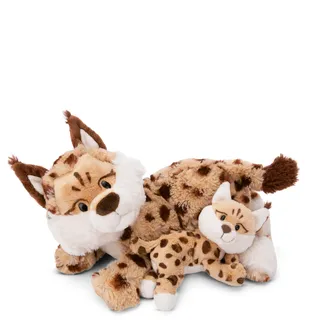 NICI Wild Friends Kuscheltier Luchs Mutter 40 cm & Kind 20 cm - Niedliche Stofftiere zum Kuscheln, Spielen und Liebhaben, Nachhaltig produzierte Plüschtiere - 49812, Beige