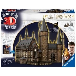 Ravensburger 3D Puzzle 11550 - Harry Potter Hogwarts Schloss - Die Große Halle - Night Edition - 540 Teile - Beleuchtetes Hogwarts Castle für alle Harry Potter Fans ab 10 Jahren