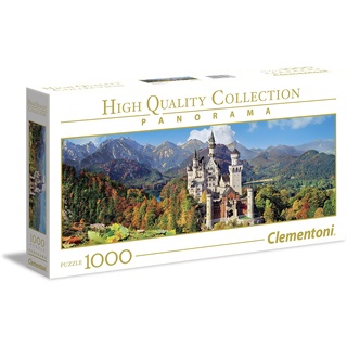Clementoni 39438 Panorama Neuschwanstein – Puzzle 1000 Teile ab 9 Jahren, Erwachsenenpuzzle mit Panoramabild, Geschicklichkeitsspiel für die ganze Familie, ideal als Wandbild