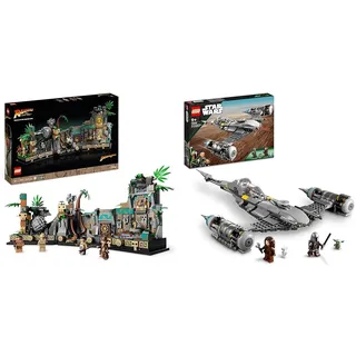 LEGO Indiana Jones Tempel des goldenen Götzen Modellbausatz für Erwachsene & Star Wars Der N-1 Starfighter des Mandalorianers aus Das Buch von Boba Fett