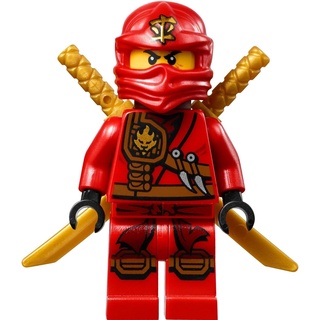 LEGO Ninjago: Minifigur Kai (roter Ninja) mit Schwerthalter und zwei Katanas (Schwerter)