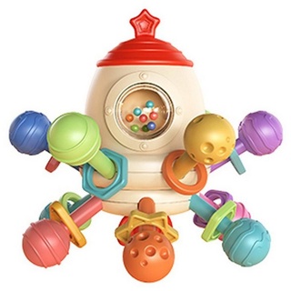 Baby Ja Greifling Baby-Handgreifballspielzeug, Montessori Sensorisches Spielzeug, Rakete, Baby-Rasselball zum Zahnen und Kauen, Greifballspielzeug