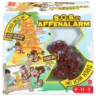 Mattel Games SOS Affenalarm Spiel, Würfelspiel für die Familie, Kinderspiele, Verpackung kann variieren, für 2-4 Spieler, ab 5 Jahre, 52563