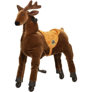 Animal Riding Reittier Elch „Rudi“ X-Large (für Kinder 8-12 Jahren, Farbe braun, Sattelhöhe 80 cm, mit Rollen) ARR008L