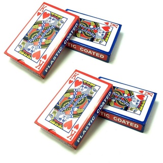 TSB Werk Spielesammlung, 4x 54 Spielkarten Set (2x Rot & 2x Blau) Karten, Bridge, Canasta, Kartenspiel, Poker, Skat