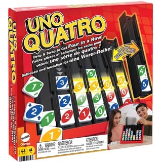 Mattel Games Uno Quatro, Steine nach Farben oder Zahlen sortieren, mit Aktionssteinen, Perfekt als Kinderspiel, Reisespiel oder Gesellschaftsspiel, ab 7 Jahre, HPF82