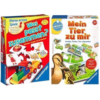 Ravensburger 21402 - was passt zusammen? - Puzzelspiel für Kinder & Mein Tier zu Mir - Puzzelspiel für die Kleinen - Spiel für Kinder ab 1 und 1/2 Jahren, Spielend erstes Lernen für 1-4 Spieler