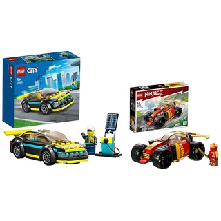 LEGO 71780 NINJAGO Kais Ninja-Rennwagen EVO 2in1 Rennwagen Spielzeug zu Geländewagen-Fahrzeug, ab 6 Jahren & 60383 City Elektro-Sportwagen Set, Spielzeugauto für Jungen und Mädchen ab 5 Jahren
