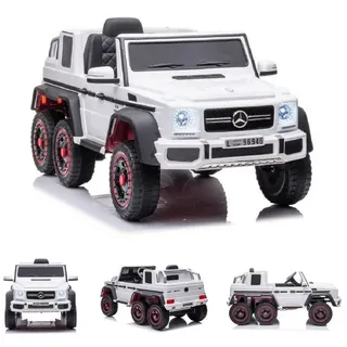 ES-Toys Elektro-Kinderauto Kinderauto Mercedes G63 AMG, Belastbarkeit 40 kg, 6x6, EVA-Reifen, MP3, Fernbedienung weiß