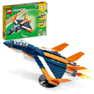 LEGO 31126 Creator 3-in-1 Überschalljet, Flugzeug, Hubschrauber und Boot, 3 Modelle zum Bauen, Spielzeug ab 7 Jahre