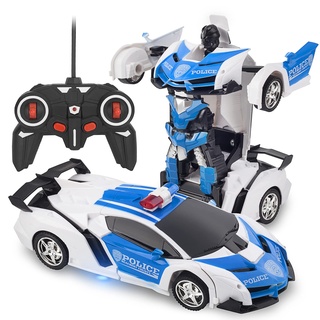 TWODNBD Ferngesteuertes Auto, Verwandeln Roboter Rc Wiederaufladbare 360° Drehung Stunt 1:18 Verformung Spielzeug für Rennwagen, Ein-Knopf-Verformung im Roboter, Geschenk für Kinder Kinder