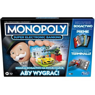 Monopoly Super Electronic Banking-Brettspiel | elektronischer Terminal; wählen Sie Ihre Belohnungen aus; Bargeldfrei; Näherungstechnologie; Altersgruppe: ab 8 Jahren, Sprache: Polnisch