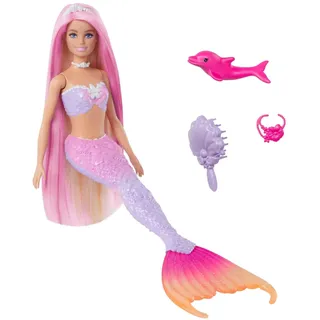 BARBIE Meerjungfrau-Puppe - Inspiriert von der Fernsehserie "Barbie Ein verborgener Zauber", mit Farbwechseleffekt und Zubehör, 19 cm lange pinke Haare zum Stylen, für Kinder ab 3 Jahren, HRP97