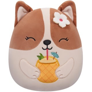 Squishmallows SQCR05393 - Regina der Corgi mit Ananasgetränk 19 cm, offizielles Jazwares Plüsch, superweiches Kuscheltier