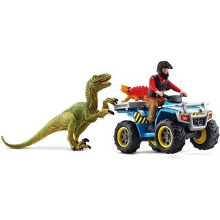 schleich DINOSAURS 41466 Dinosaurs Velociraptor und Baby Dino Abenteuer Spielset mit Quad und Fahrer - Prähistorisches Großes Dino-Spielzeug 5er-Set Dinosaurier Spielzeug ab 4 Jahren