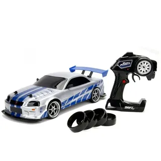 JADA Spielzeug-Auto Fast & Furious RC Nissan Skyline GTR 1:10, Ferngesteuertes Fahrzeug Auto mit Driftfunktion bunt