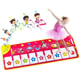EXTSUD Spielmatte Klaviermatte Kinderspielzeug Mädchen Kleinkinder Baby Spielzeug (Klaviertastatur Keyboard Musikmatte Tanzmatten, Kindergeburtstag Geschenk), für Jungen Mädchen Kleinkinder,Baby Spielzeug ab 1 Jahr rosa