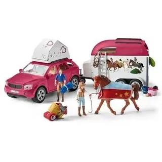 SCHLEICH 42535 Abenteuer mit Auto und Pferdeanhänger